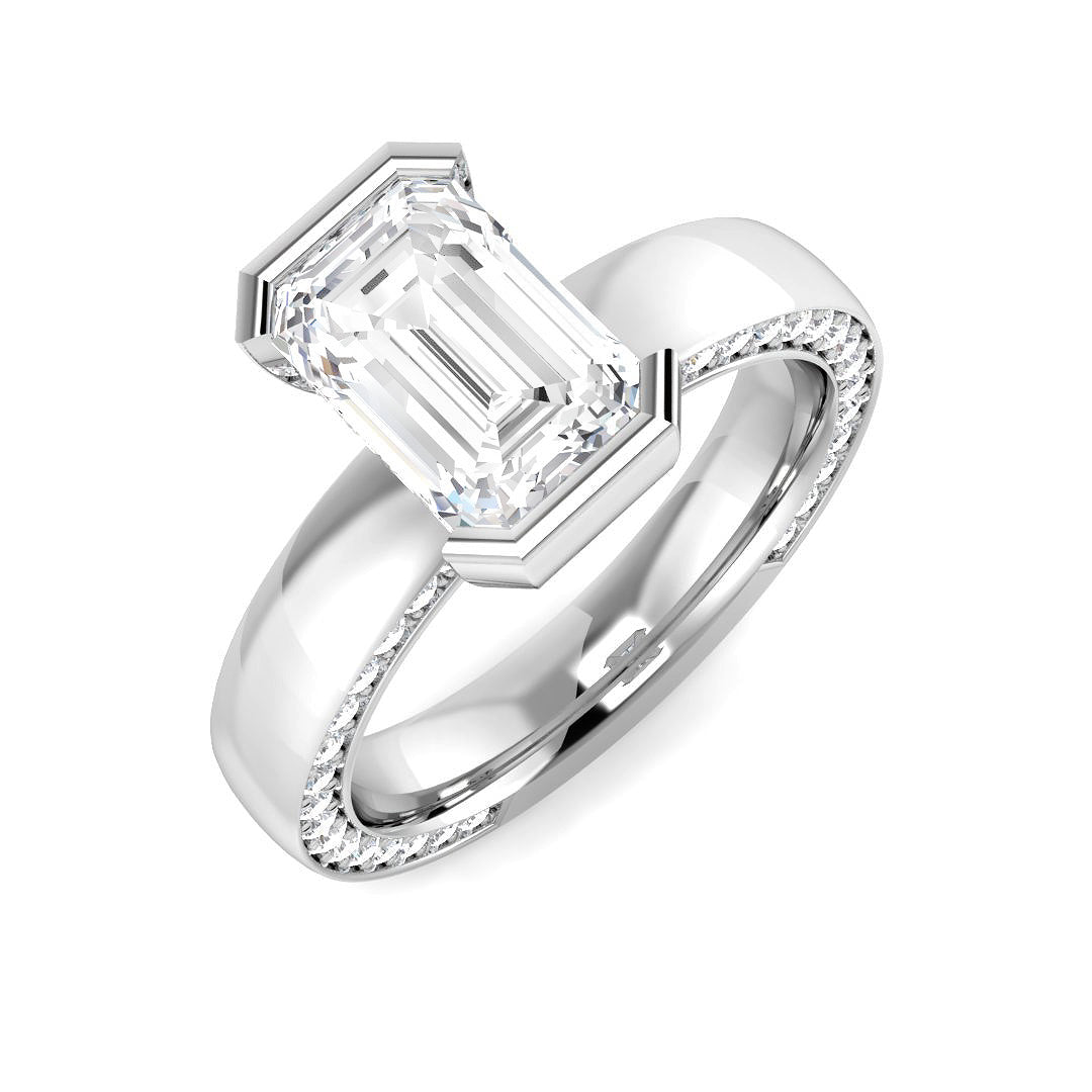 9ct White Gold Emerald Cut Lab Grown Diamond Ring 1
