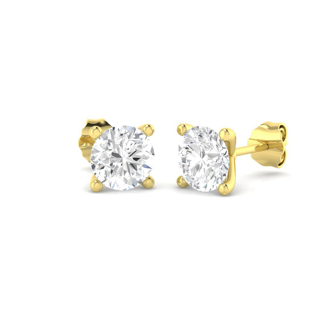 9ct Yellow Gold Round Lab Grown Diamond Earrings 1