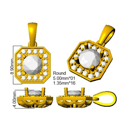 9ct Yellow Gold Round Lab Grown Diamond Pendant 2