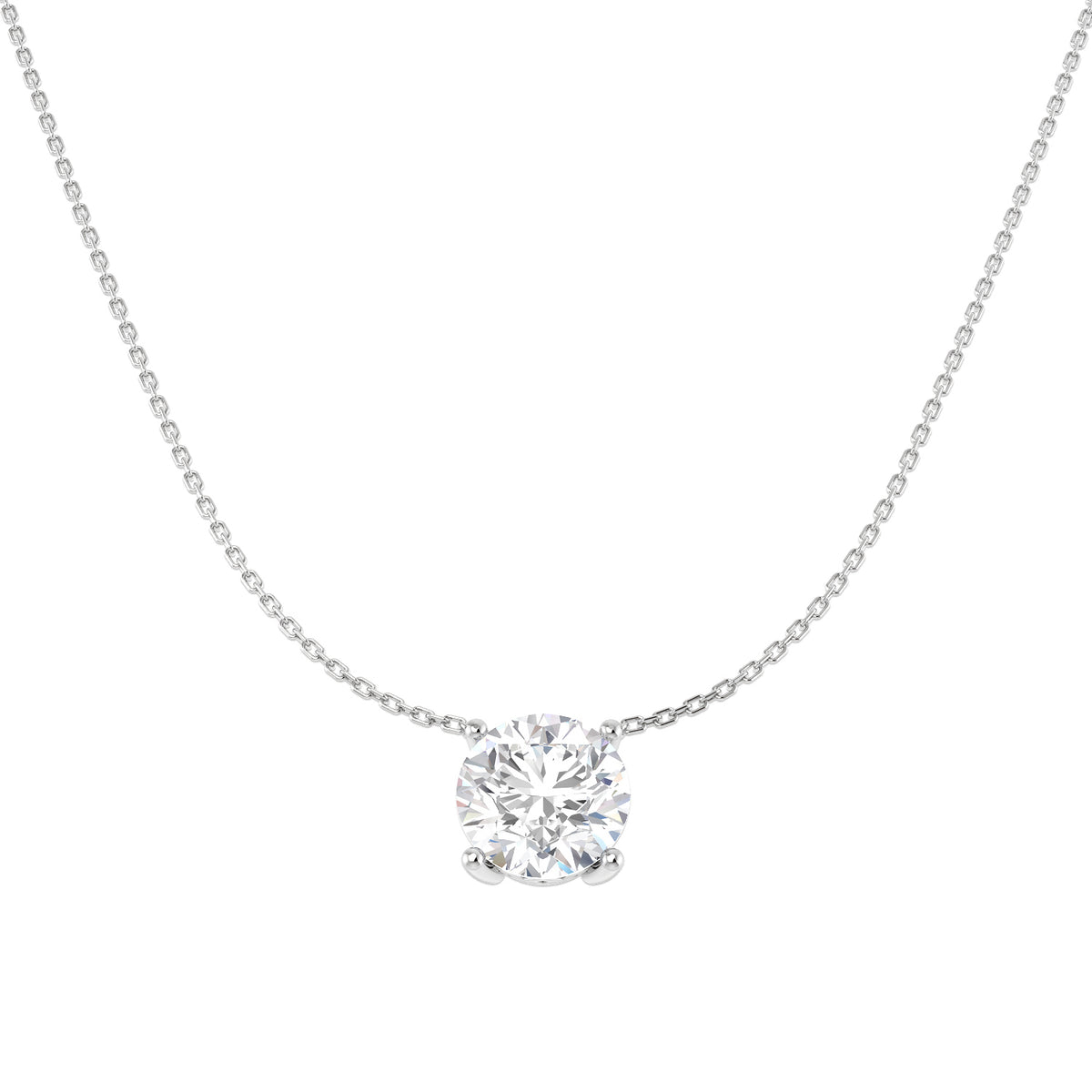 9ct White Gold Round Lab Grown Diamond Necklace 1