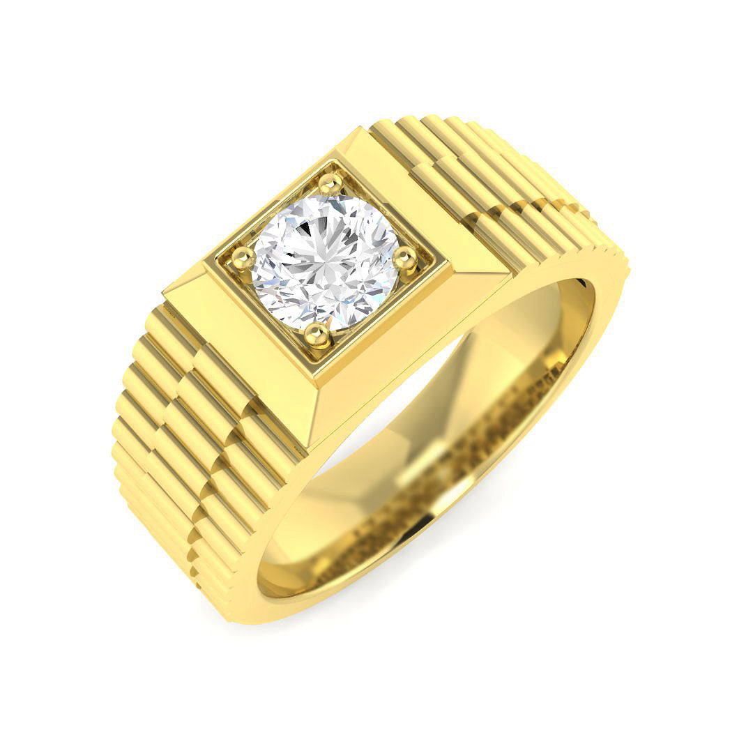 9ct Yellow Gold Round Lab Grown Diamond Ring 1