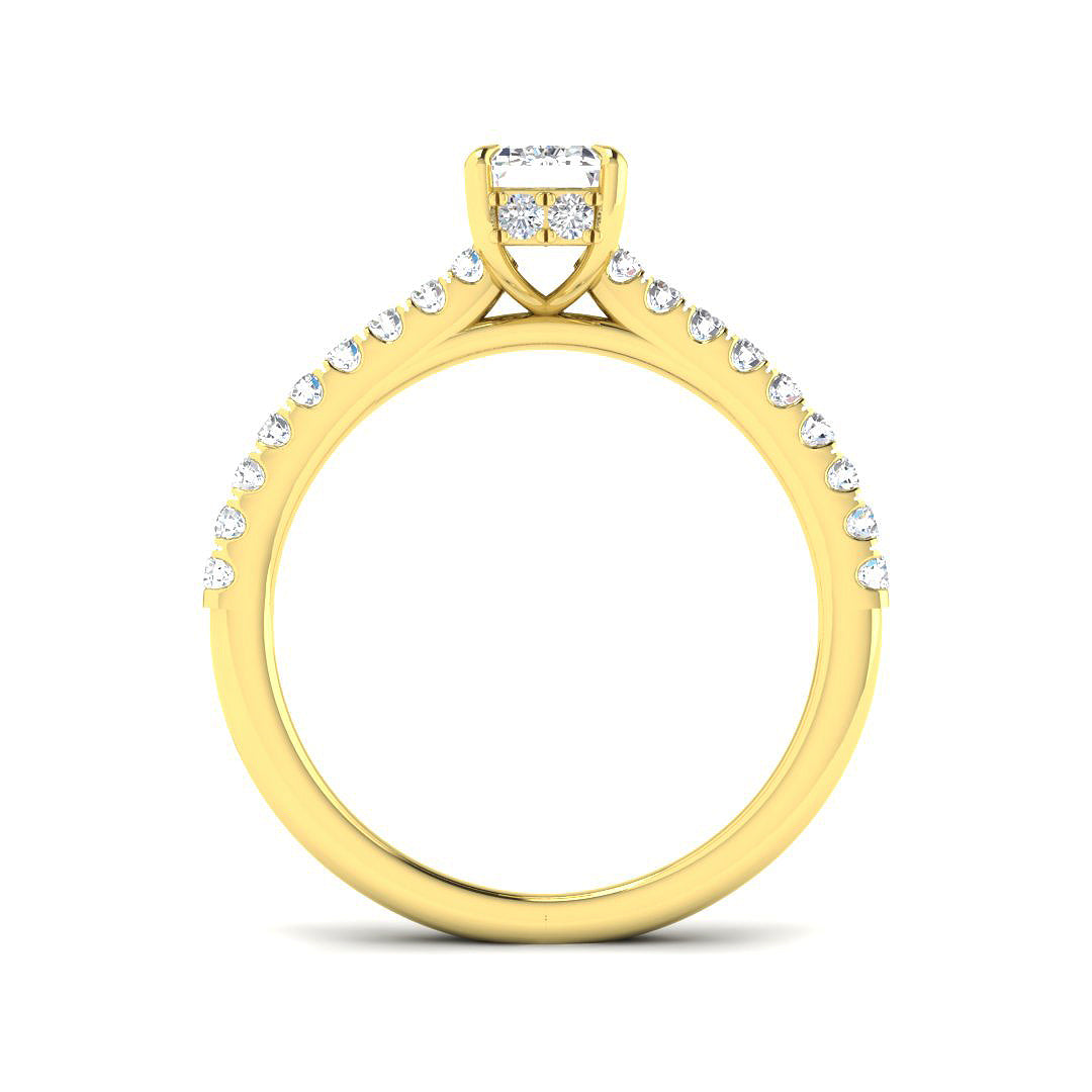 9ct Yellow Gold Emerald Cut Lab Grown Diamond Ring 2