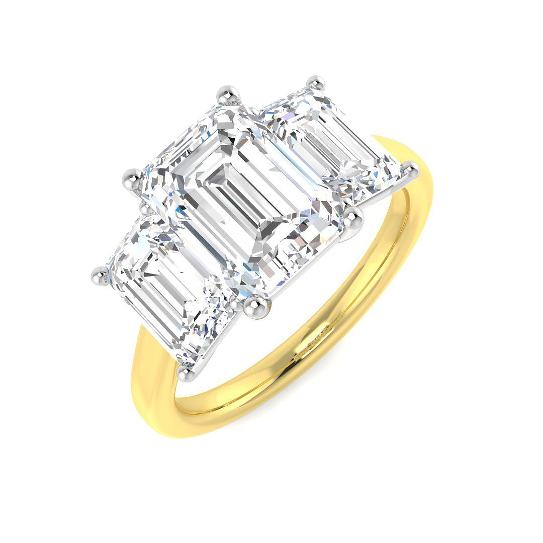 18ct Two Tone Emerald Cut Lab Grown Diamond Ring 1