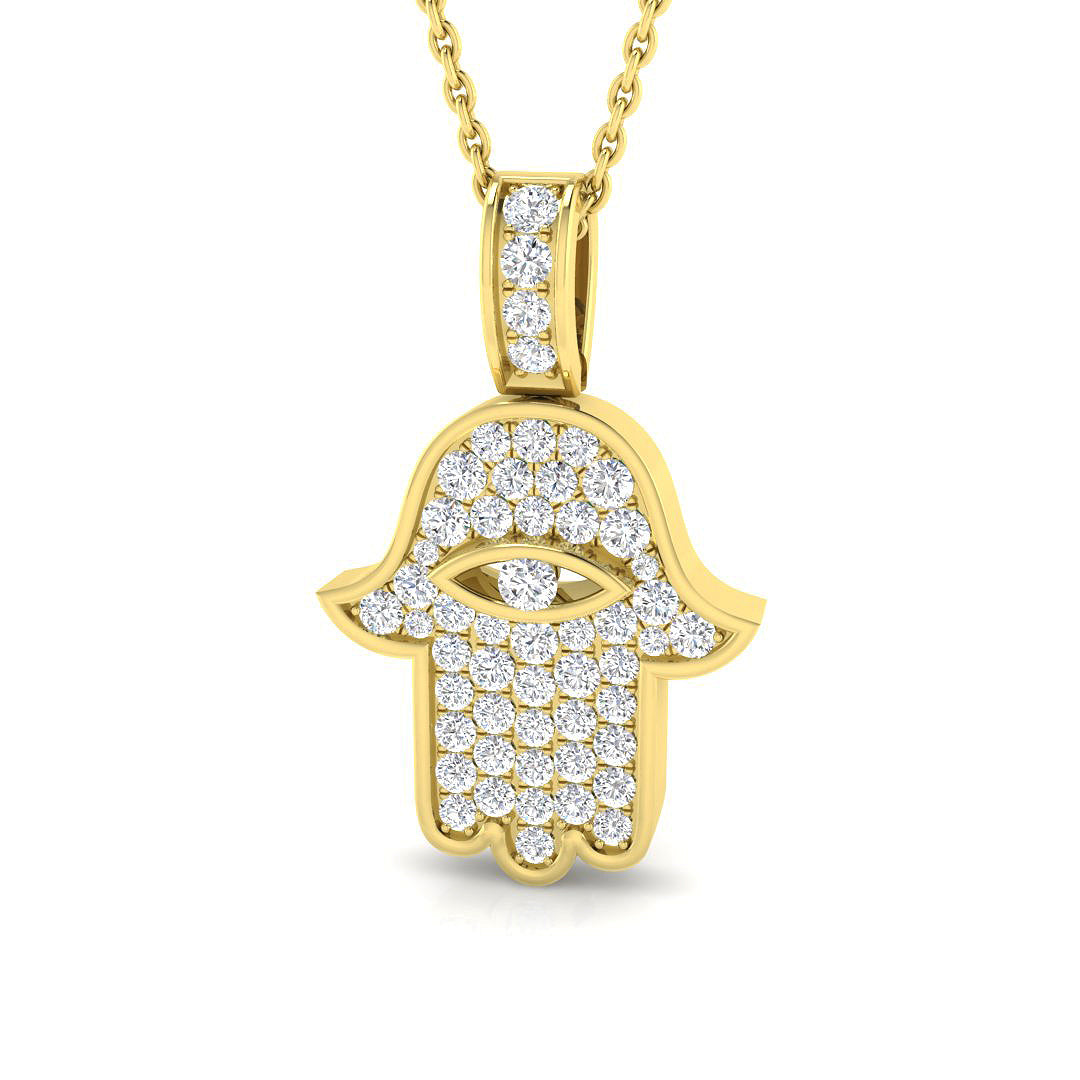 18ct Yellow Gold Round Lab Grown Diamond Pendant 1