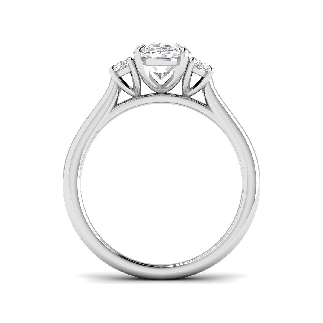 9ct White Gold MoonCut and Oval Lab Grown Diamond Ring 2