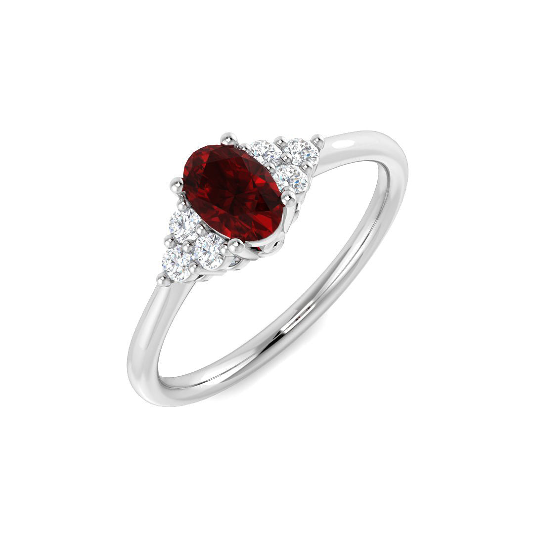 9ct White Gold Oval Ruby and Diamond Ring 1