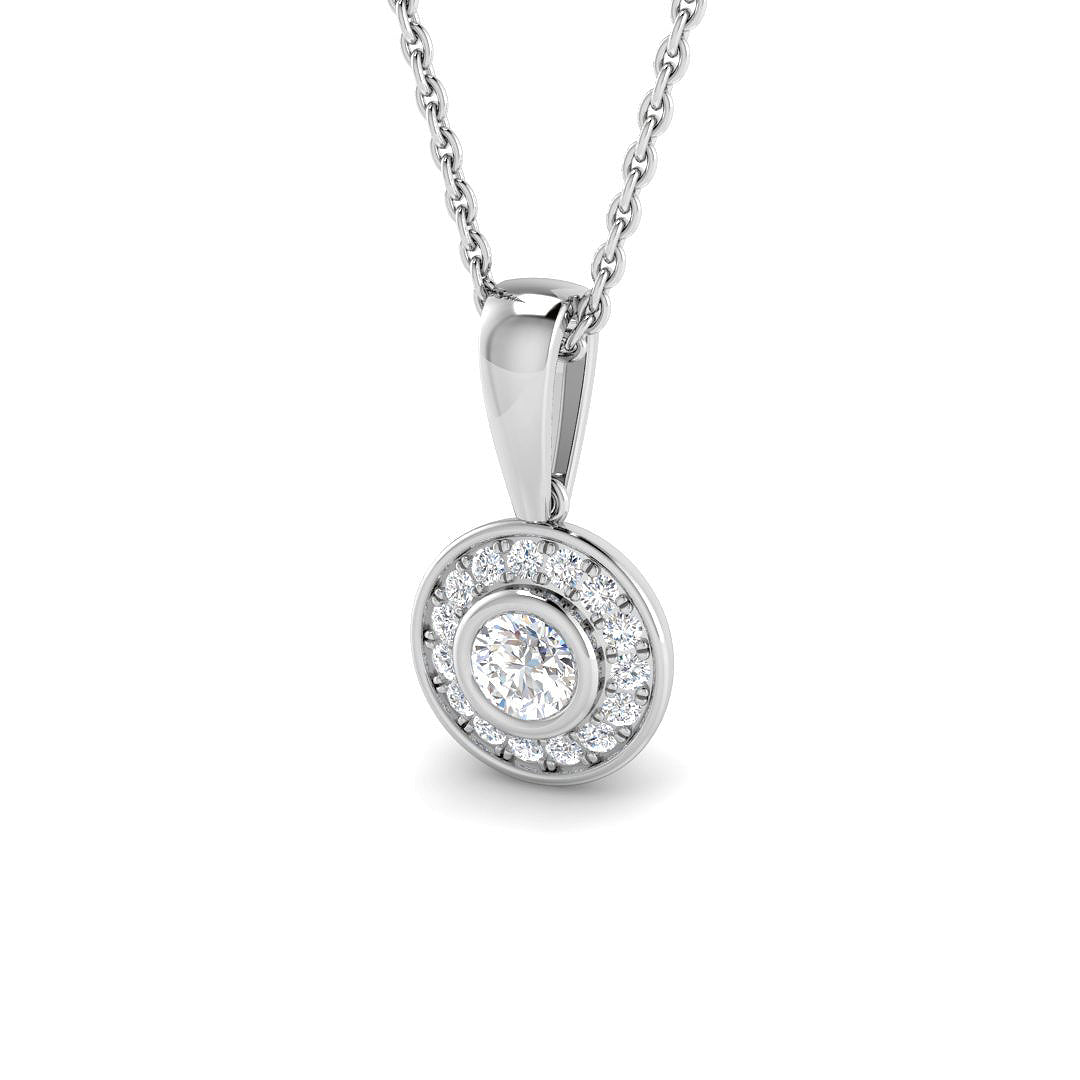 9ct White Gold Round Lab Grown Diamond Pendant 1