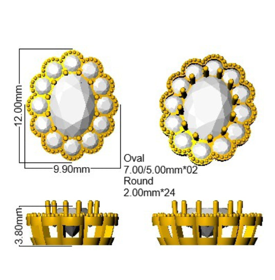 9ct Yellow Gold Oval Lab Grown Diamond Earrings 2