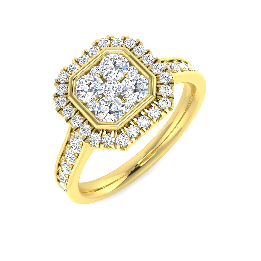 9ct Yellow Gold Round Lab Grown Diamond Ring 1