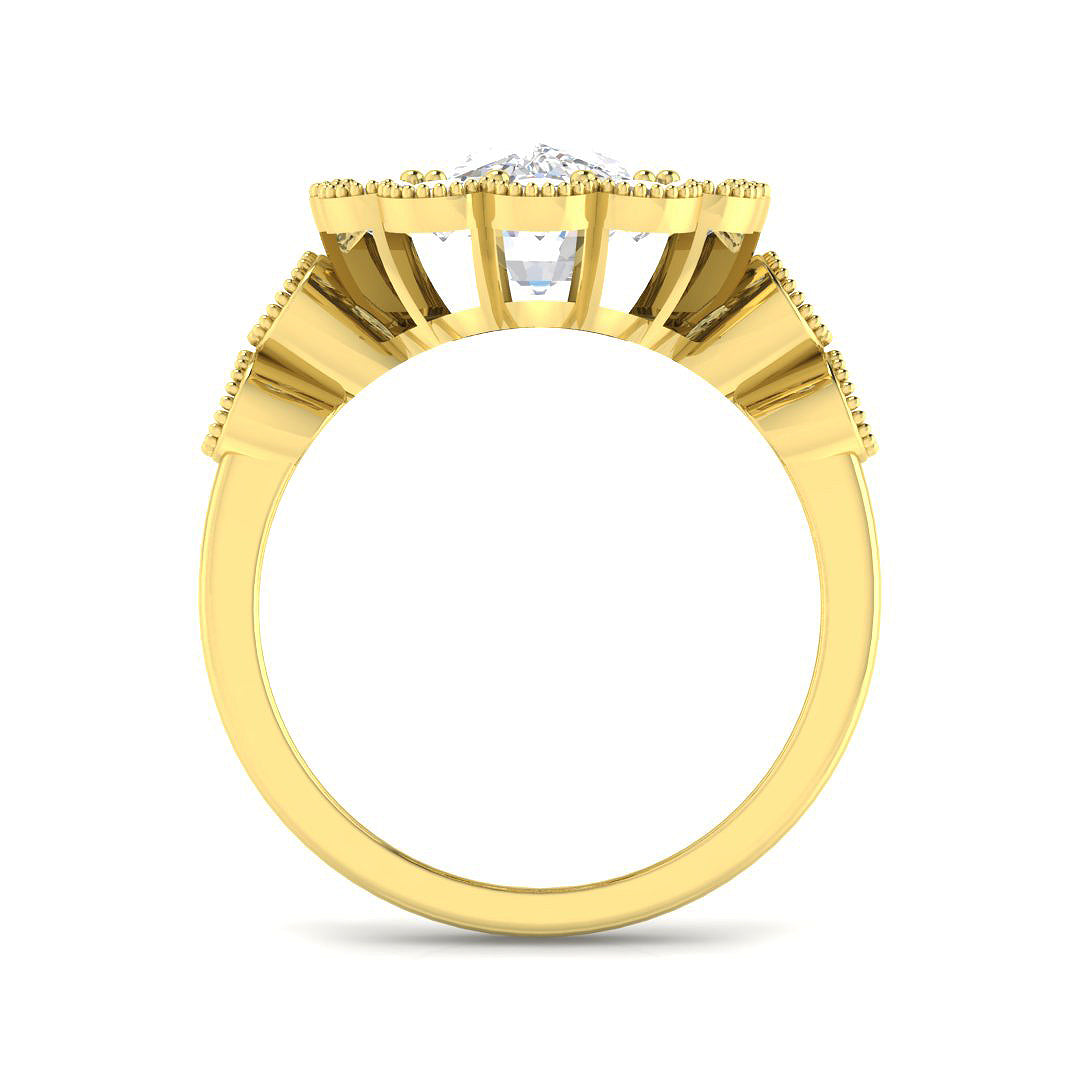 9ct Yellow Gold Cushion Cvd Old Cut Ring 2