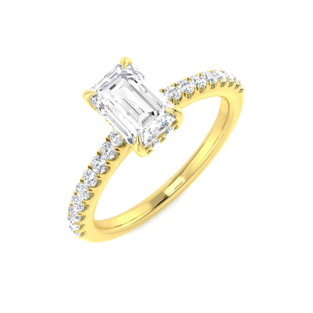 9ct Yellow Gold Emerald Cut Lab Grown Diamond Ring 1