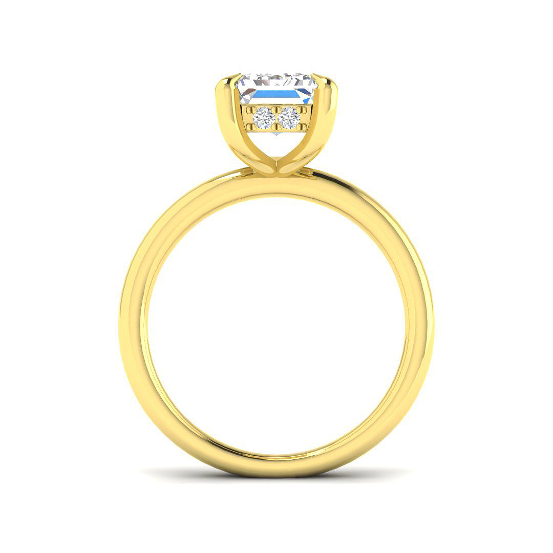18ct Yellow Gold Emerald Cut Lab Grown Diamond Ring 2