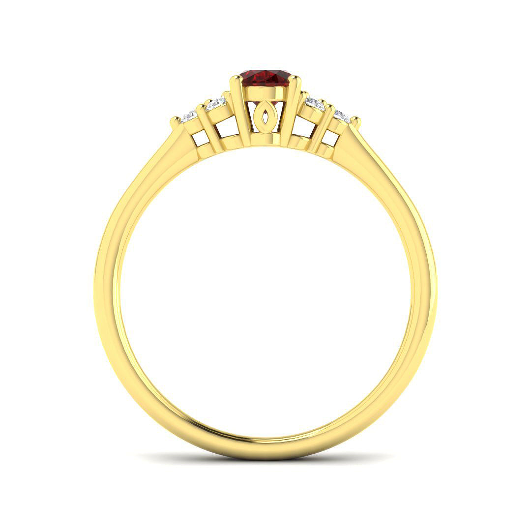 9ct Yellow Gold Oval Ruby and Diamond Ring 2