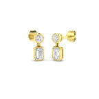 9ct Yellow Gold Emerald Cut Lab Grown Diamond Earrings 1