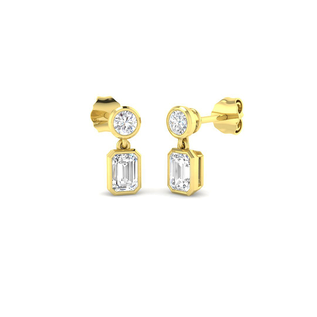 9ct Yellow Gold Emerald Cut Lab Grown Diamond Earrings 1
