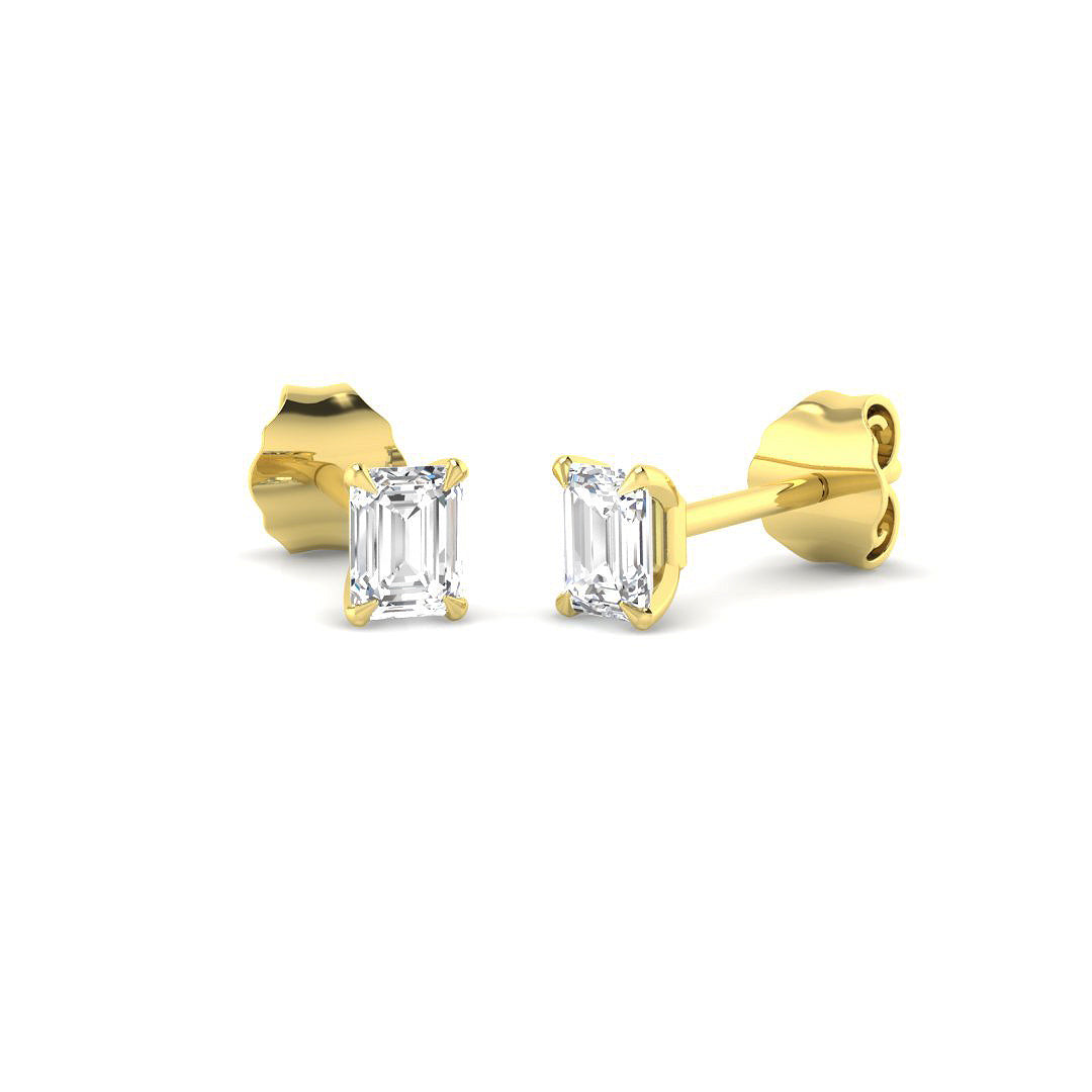 9ct Yellow Gold Emerald Cut Lab Grown Diamond Earrings 1