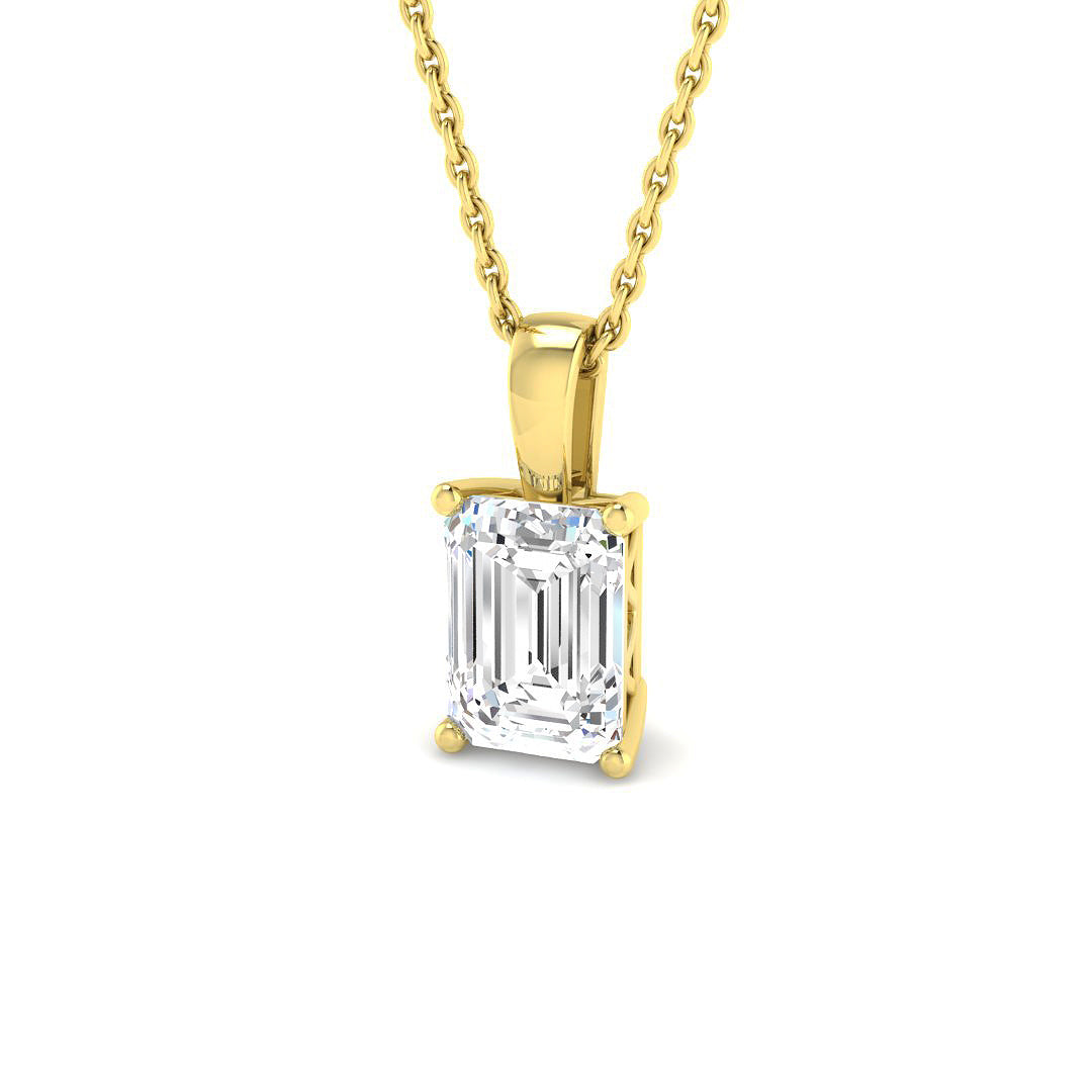 9ct Yellow Gold Emerald Cut Lab Grown Diamond Pendant 1