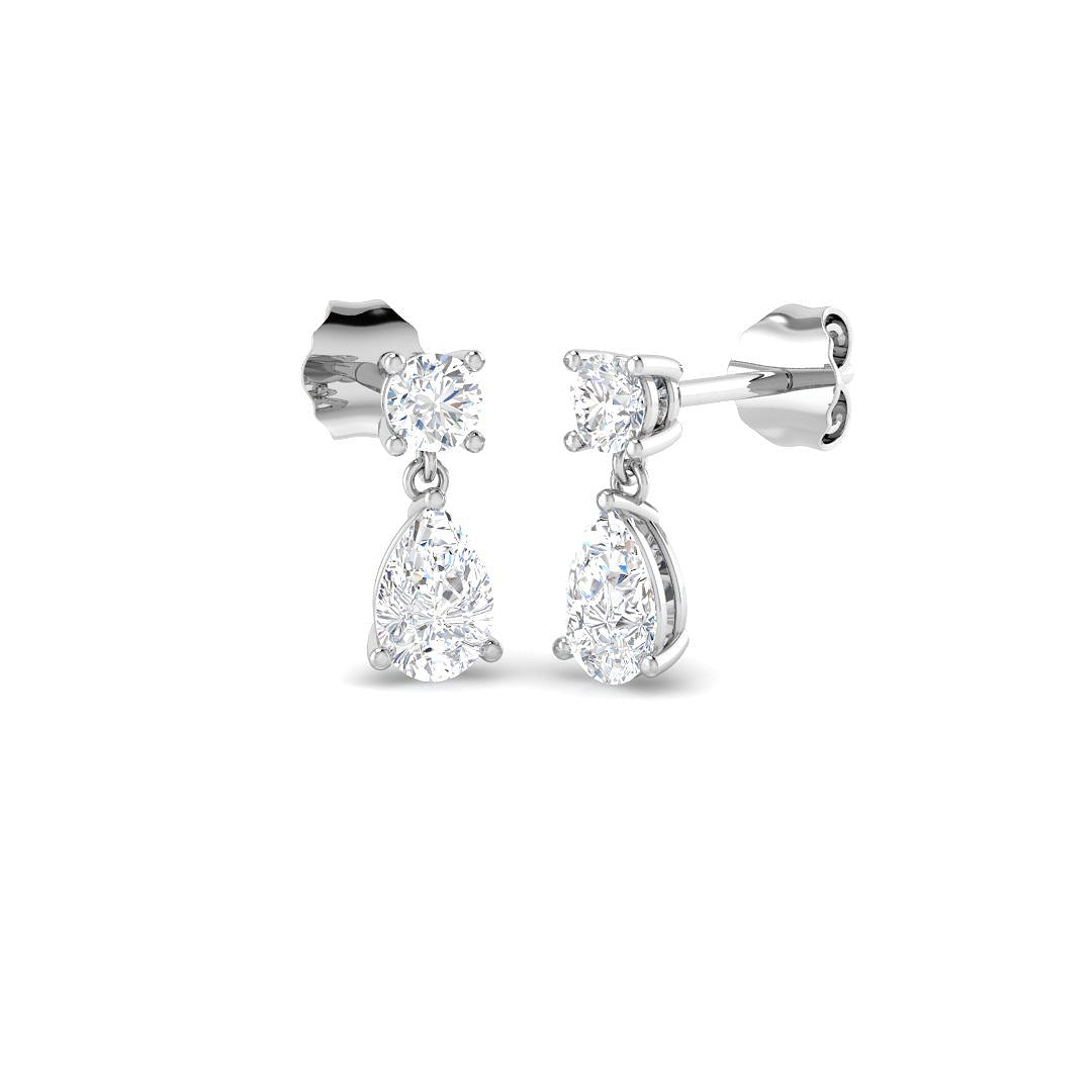 9ct White Gold Pear Lab Grown Diamond Earrings 1