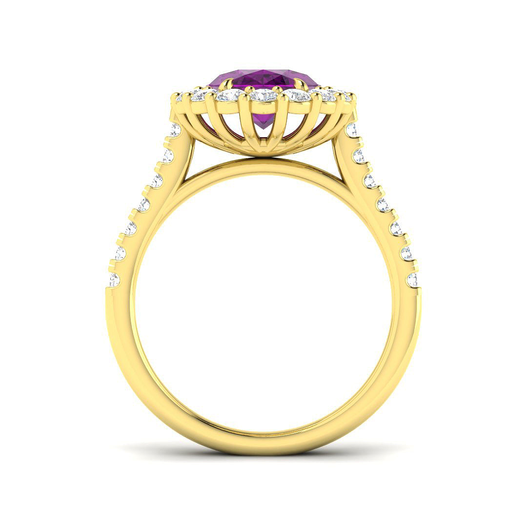 18ct Yellow Gold Oval Purple Sapphire and Diamond Ring 2