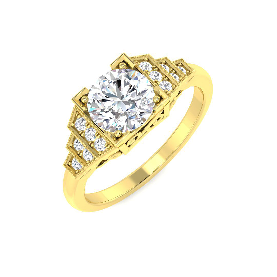 9ct Yellow Gold Round Lab Grown Diamond Ring 1