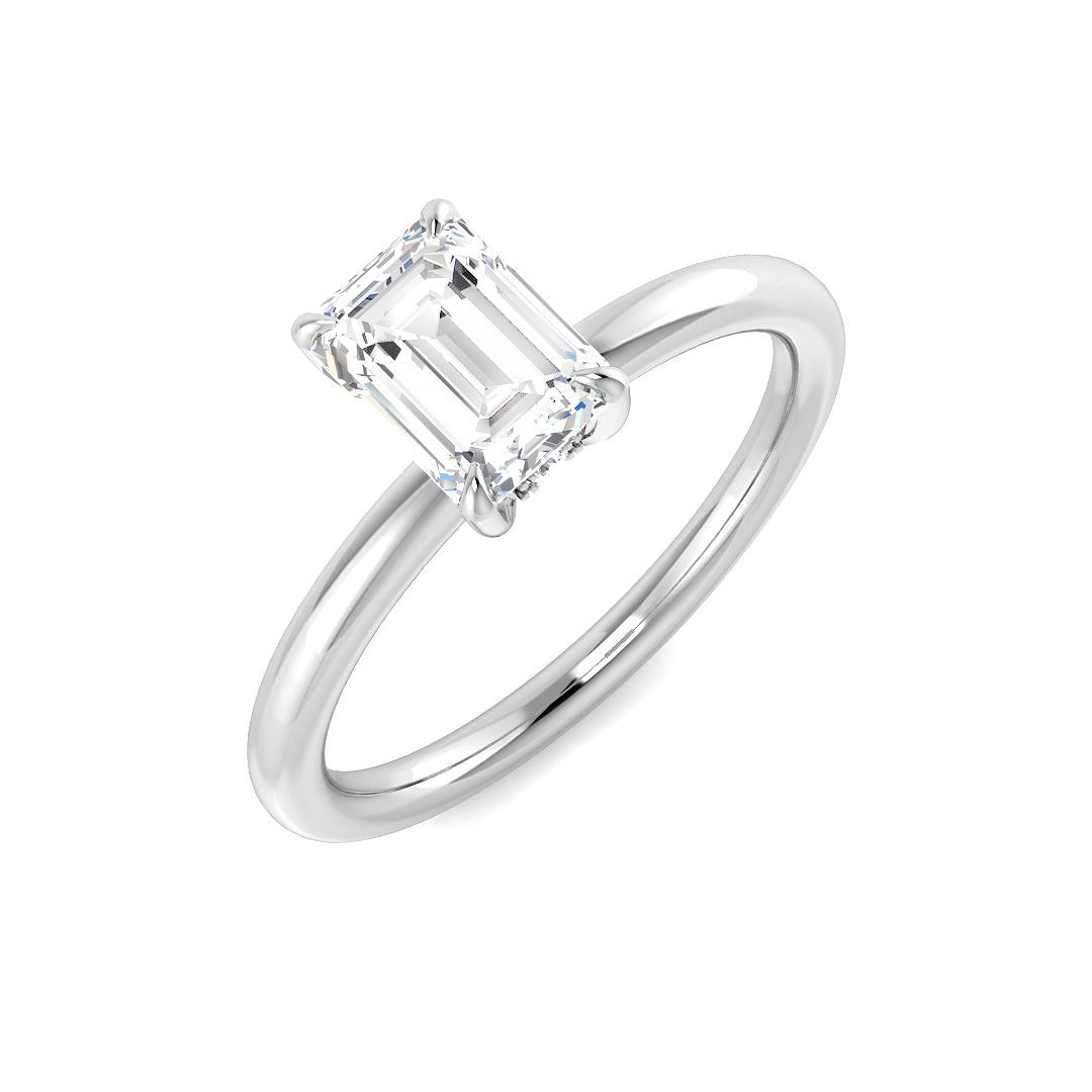 9ct White Gold Emerald Cut Lab Grown Diamond Ring 1