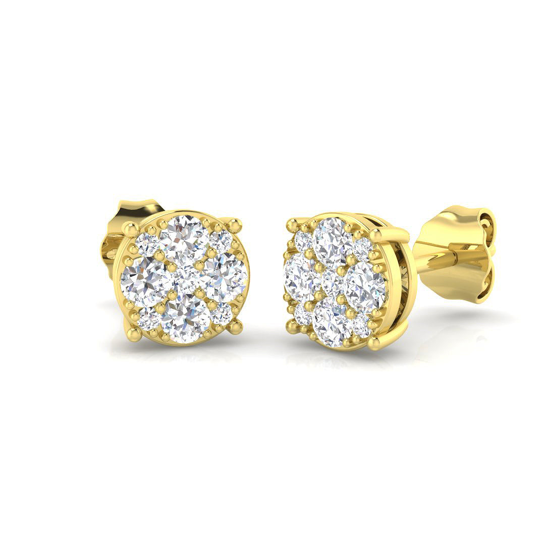 9ct Yellow Gold Round Lab Grown Diamond Earrings 1