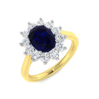 9ct Two Tone Oval Blue Sapphire and Diamond Ring 1