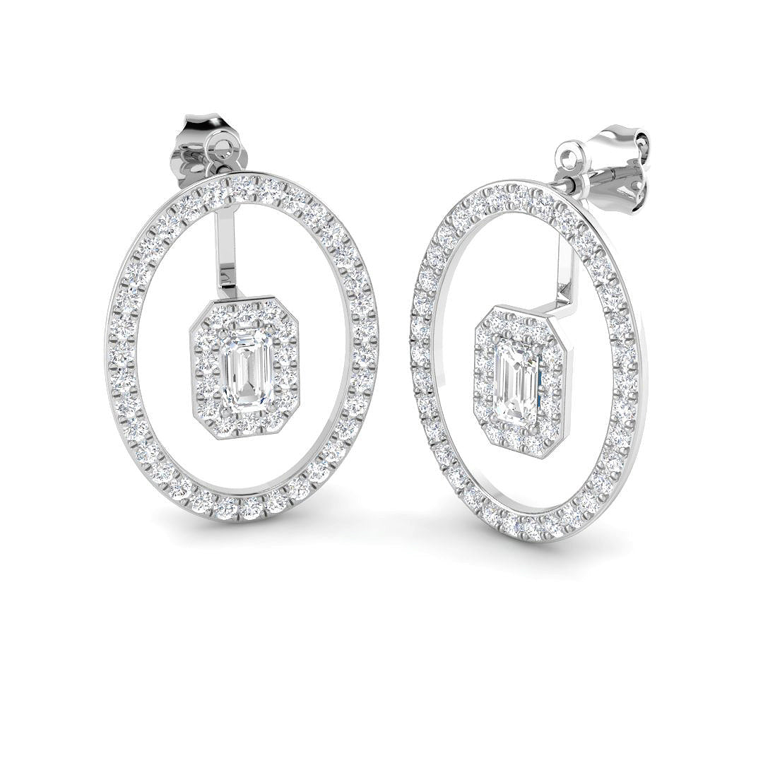 9ct White Gold Emerald Cut Lab Grown Diamond Earrings 1