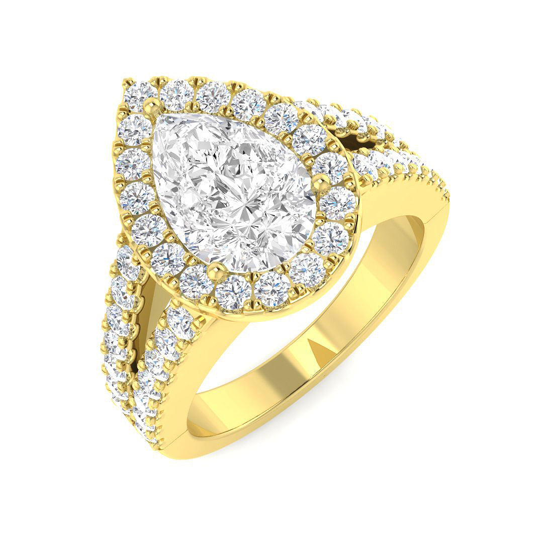 9ct Yellow Gold Pear Lab Grown Diamond Ring 1