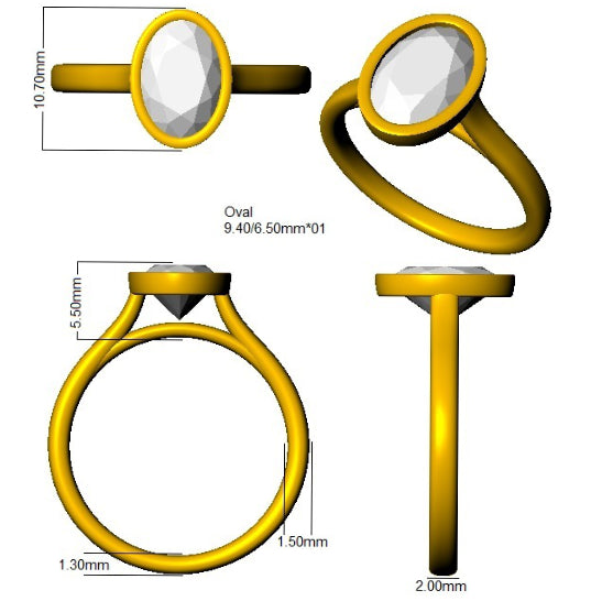 9ct Yellow Gold Oval Lab Yellow Diamond Ring 3