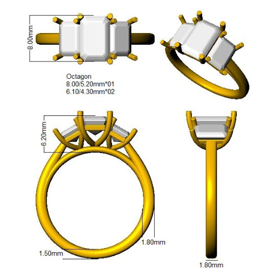 Platinum Emerald Cut Lab Grown Diamond Ring 3