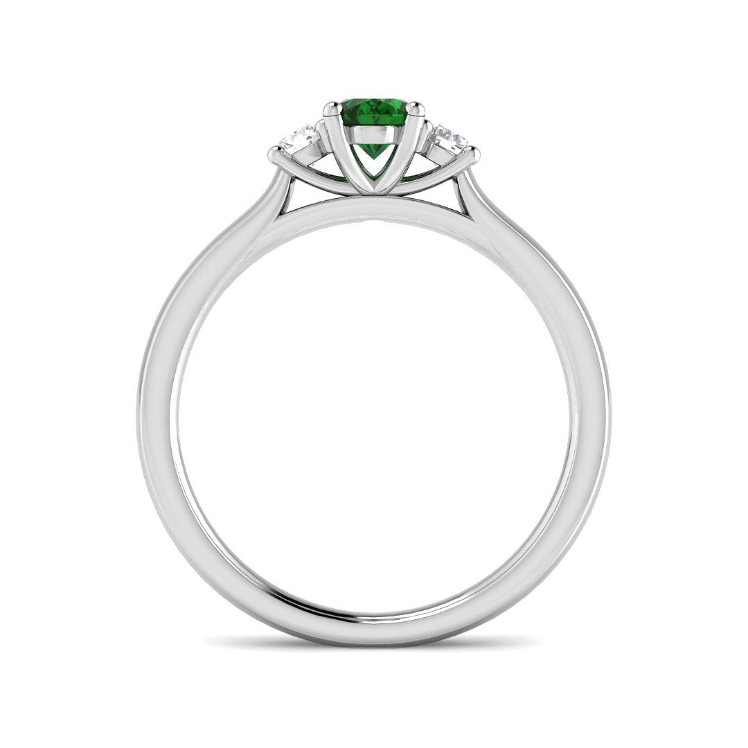 9ct White Gold Oval Emerald and Diamond Ring 2