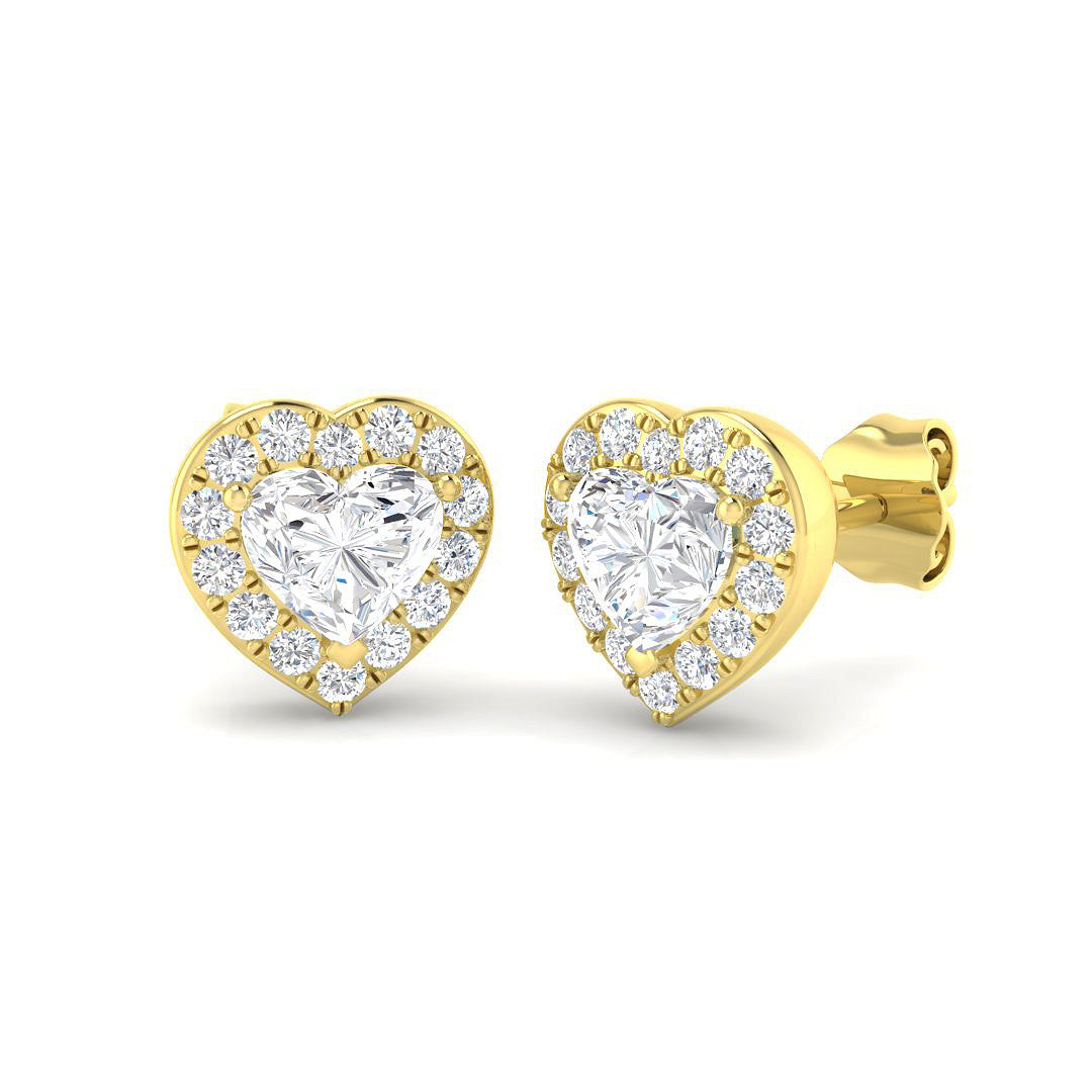 9ct Yellow Gold Heart Lab Grown Diamond Earrings 1