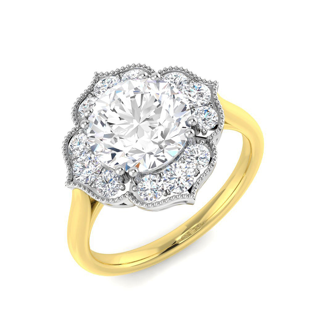 9ct Two Tone Round Cvd Old Cut Ring 1