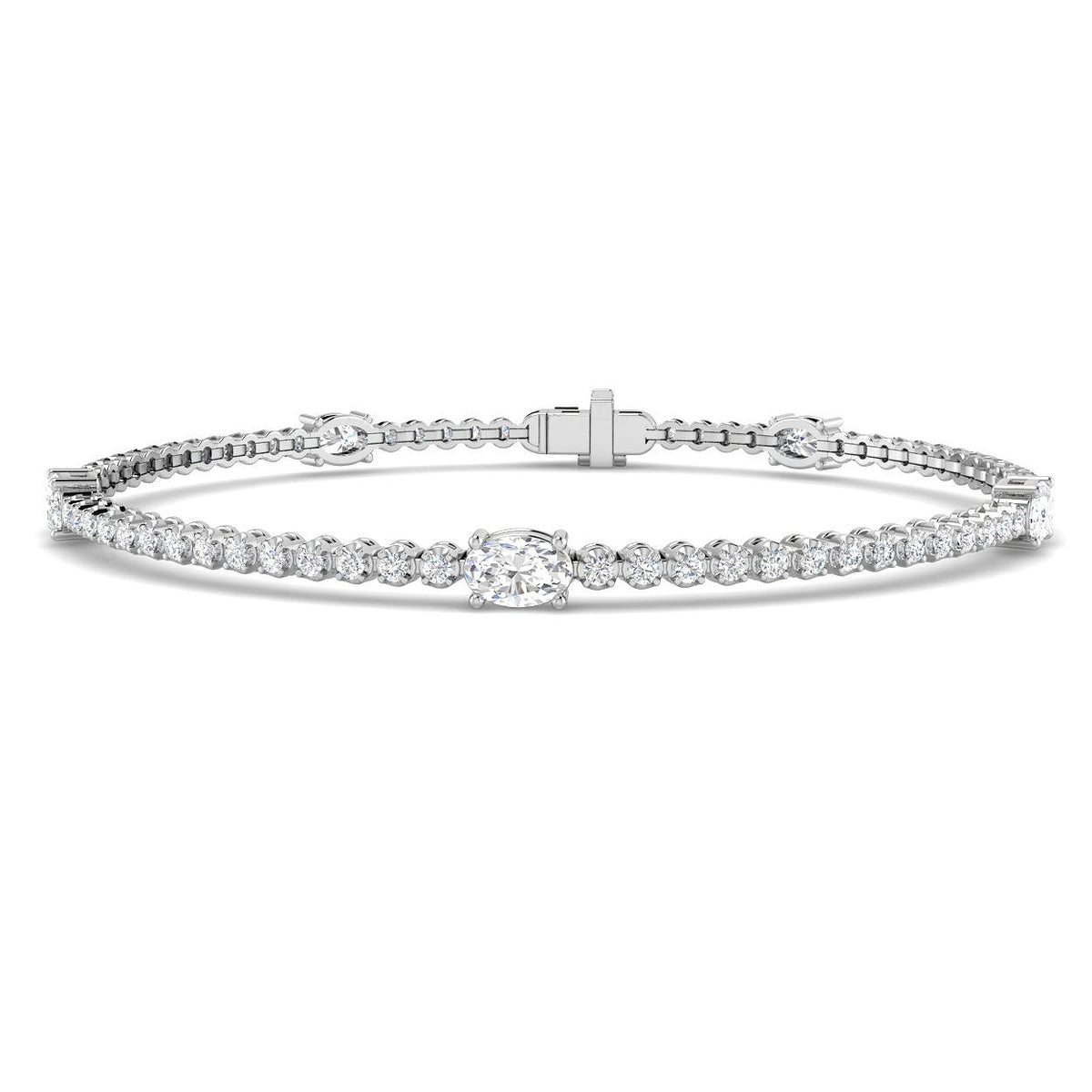 9ct White Gold Oval Lab Grown Diamond Bracelet 1