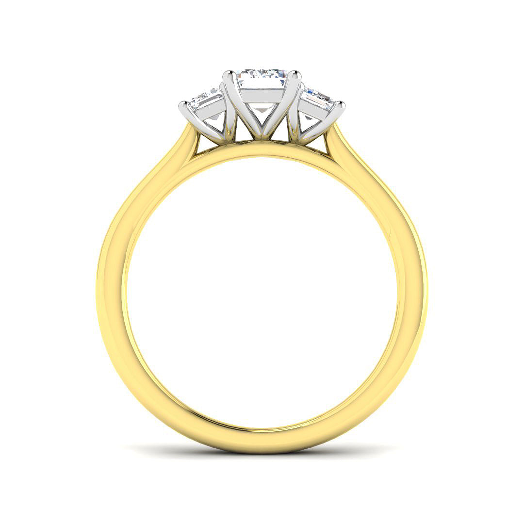 18ct Two Tone Emerald Cut Lab Grown Diamond Ring 2