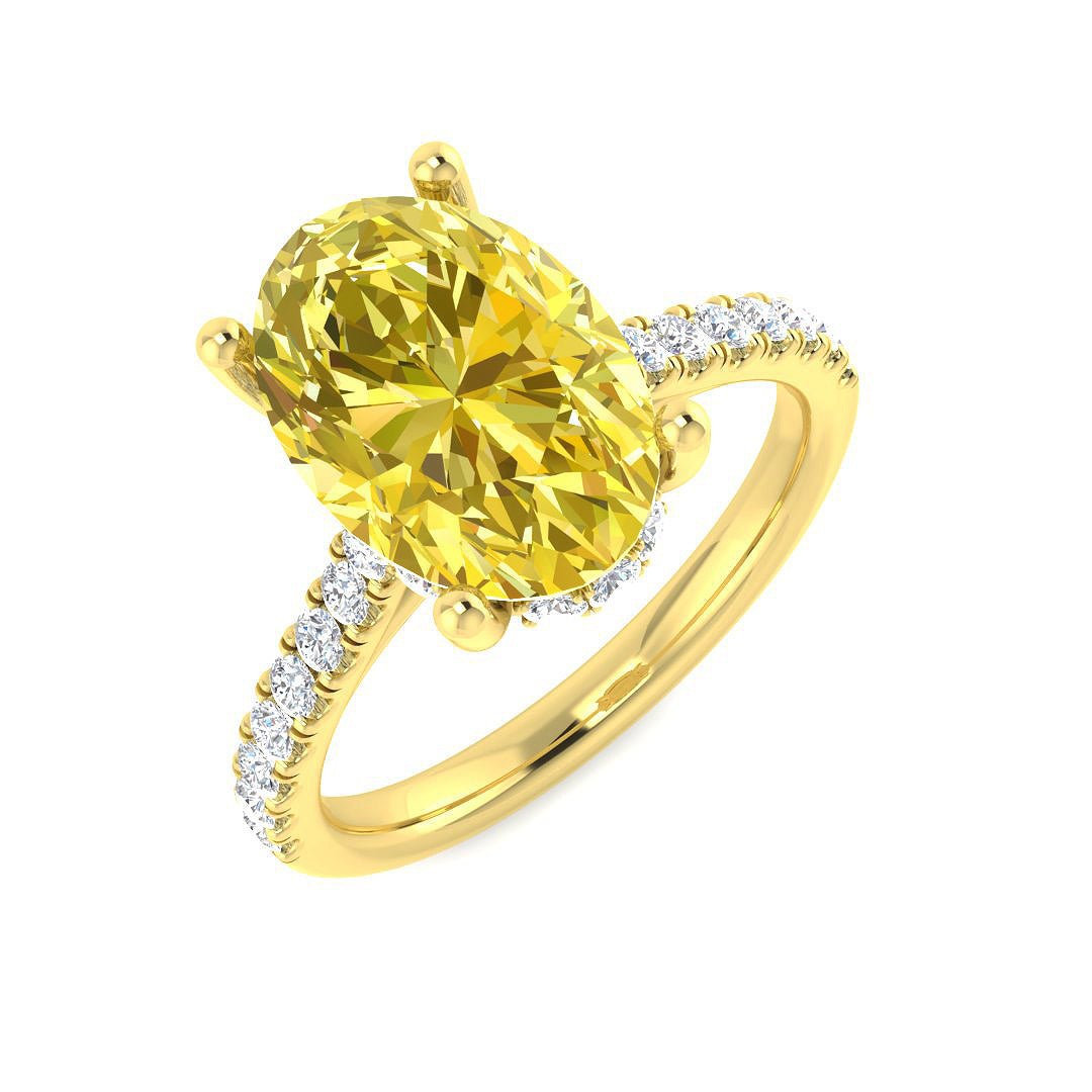 9ct Yellow Gold Oval Lab Grown Diamond and Lab Yellow Diamond Ring 1