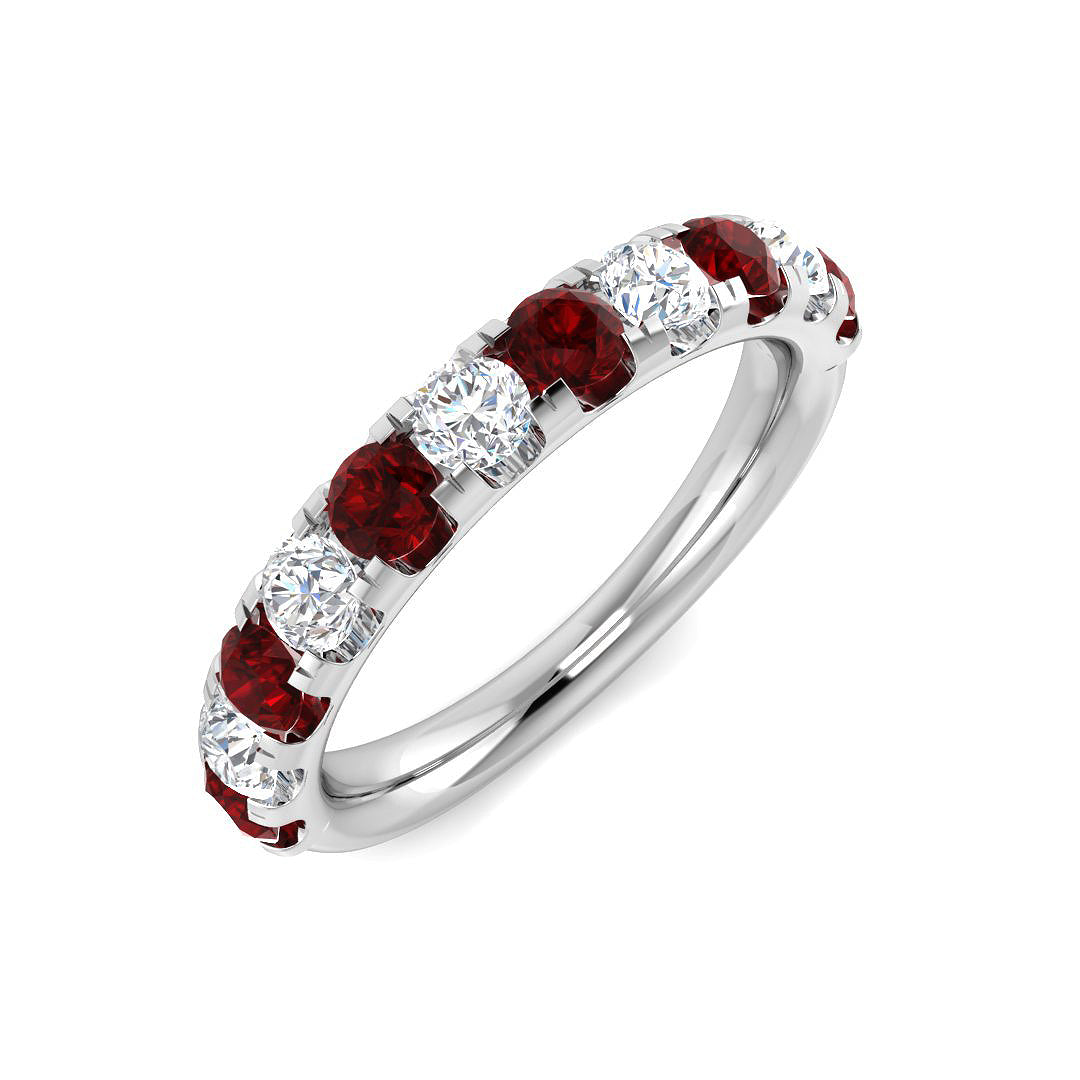 9ct White Gold Round Ruby and Diamond Ring 1