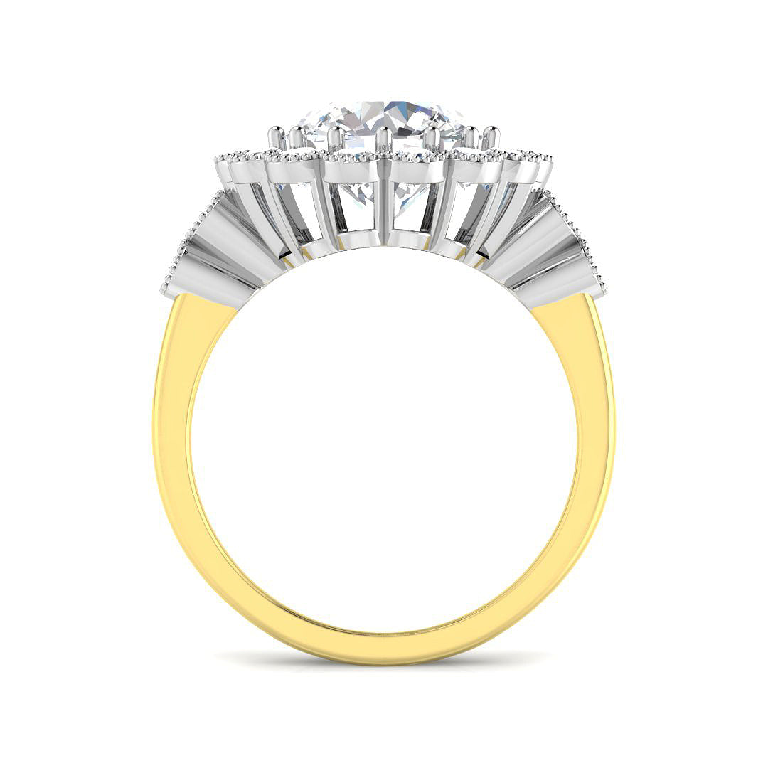 9ct Two Tone Round Cvd Old Cut Ring 2