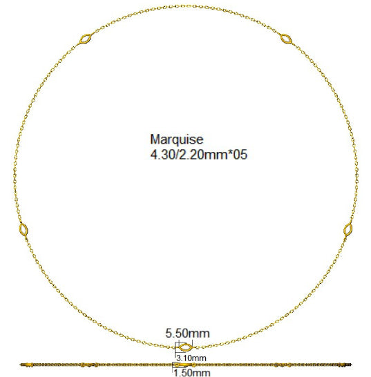 9ct Yellow Gold Marquise Lab Grown Diamond Necklace 2