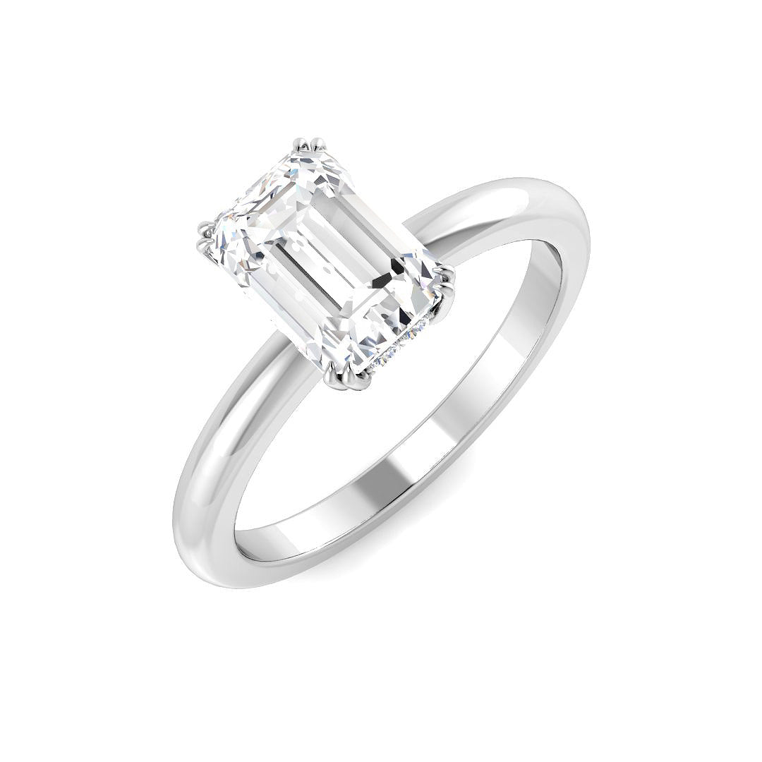 Platinum Emerald Cut Lab Grown Diamond Ring 1
