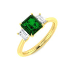 9ct Yellow Gold Emerald Cut Emerald and Diamond Ring 1