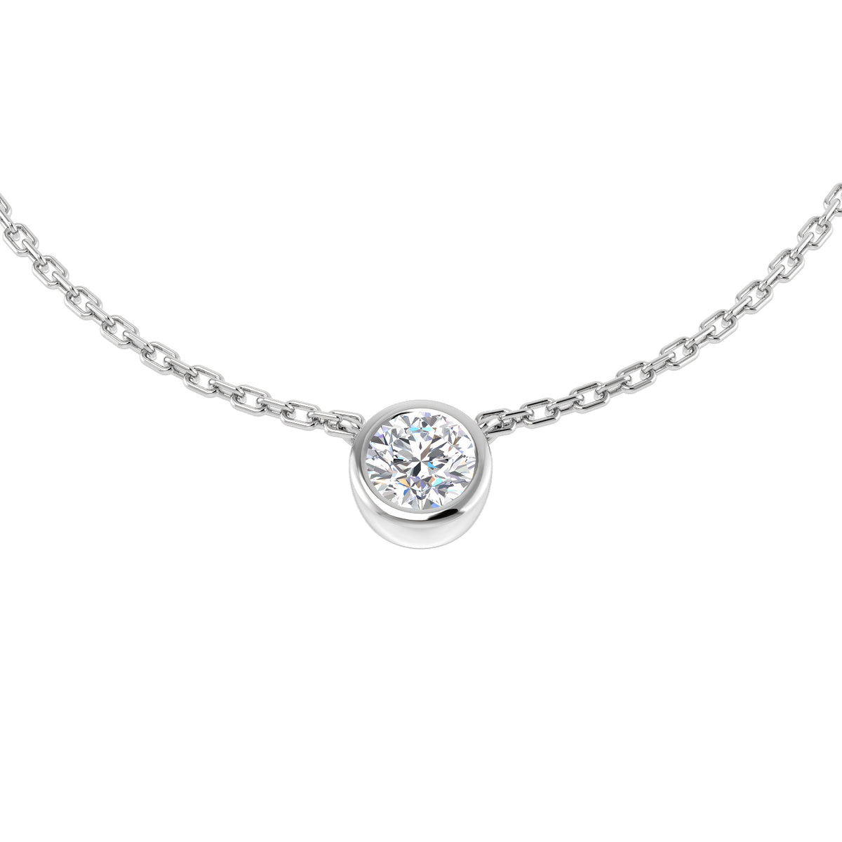 9ct White Gold Round Lab Grown Diamond Necklace 1