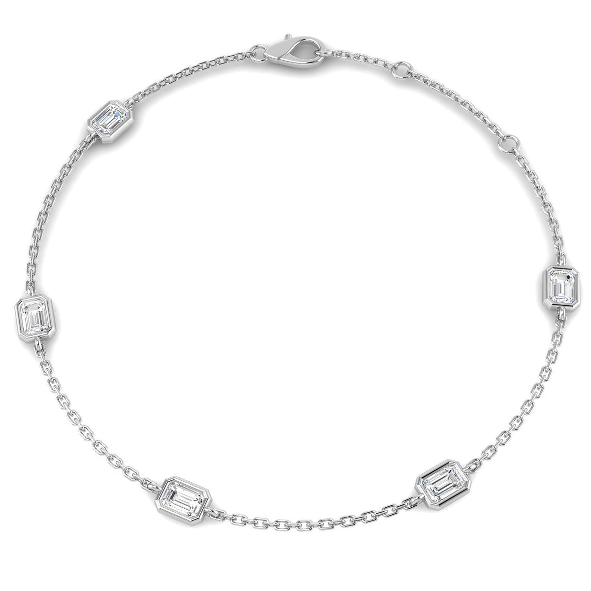 9ct White Gold Emerald Cut Lab Grown Diamond Bracelet 1