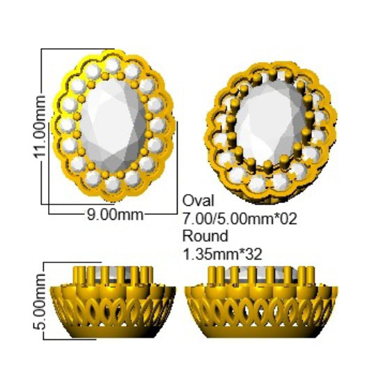 9ct Yellow Gold Oval Lab Grown Diamond Earrings 2