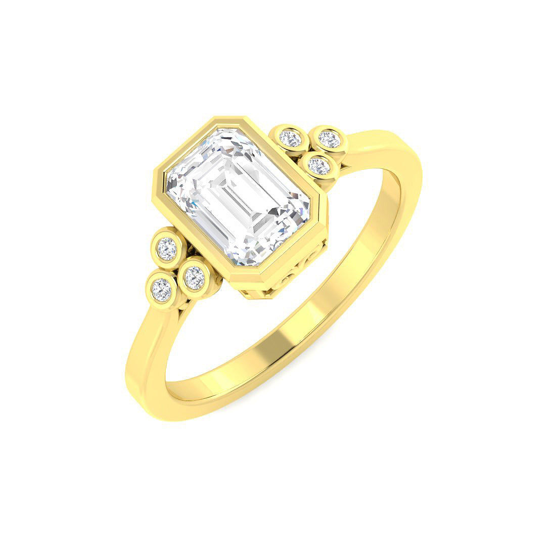 9ct Yellow Gold Emerald Cut Lab Grown Diamond Ring 1