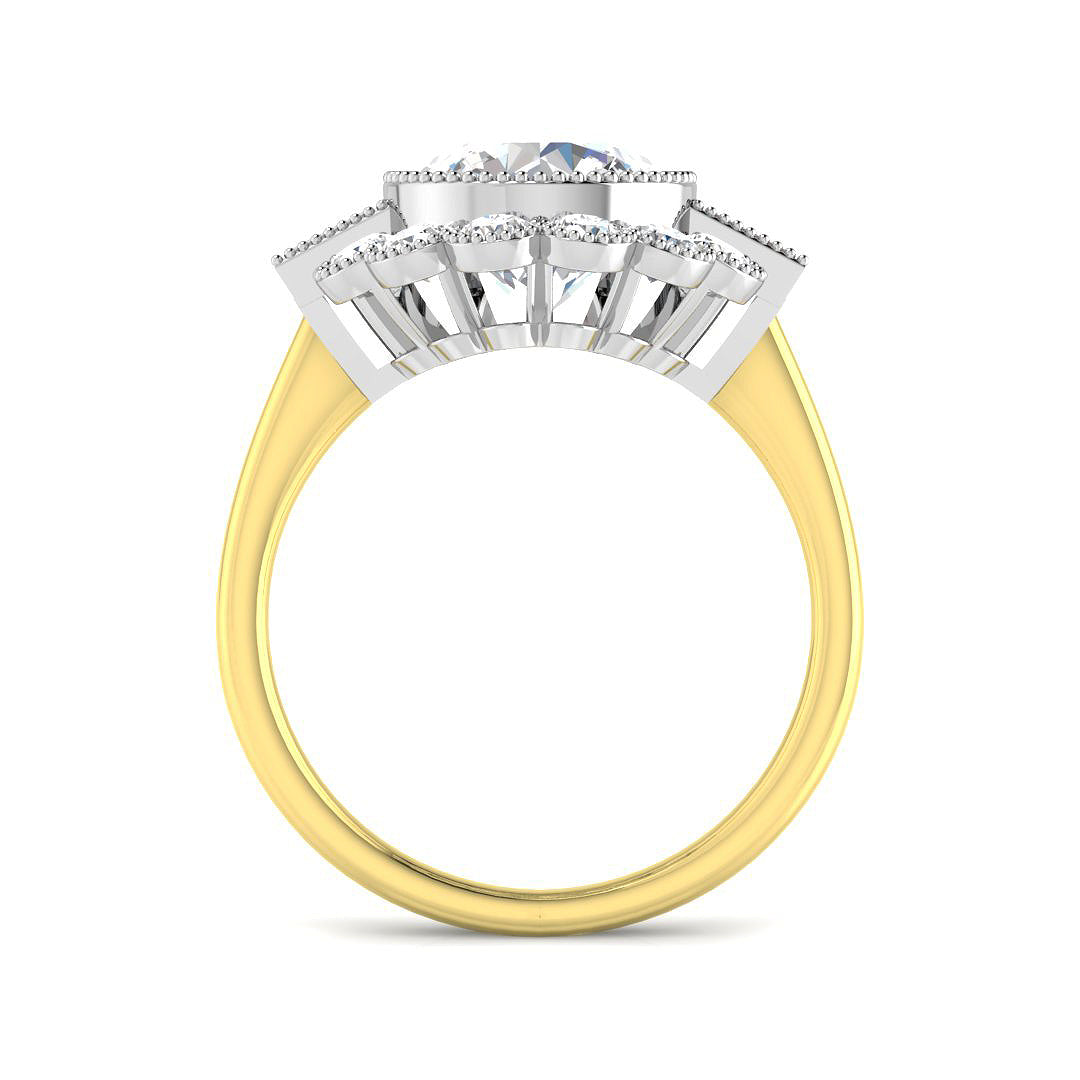 9ct Two Tone Baguette Cvd Old Cut and Lab Grown Diamond Ring 2