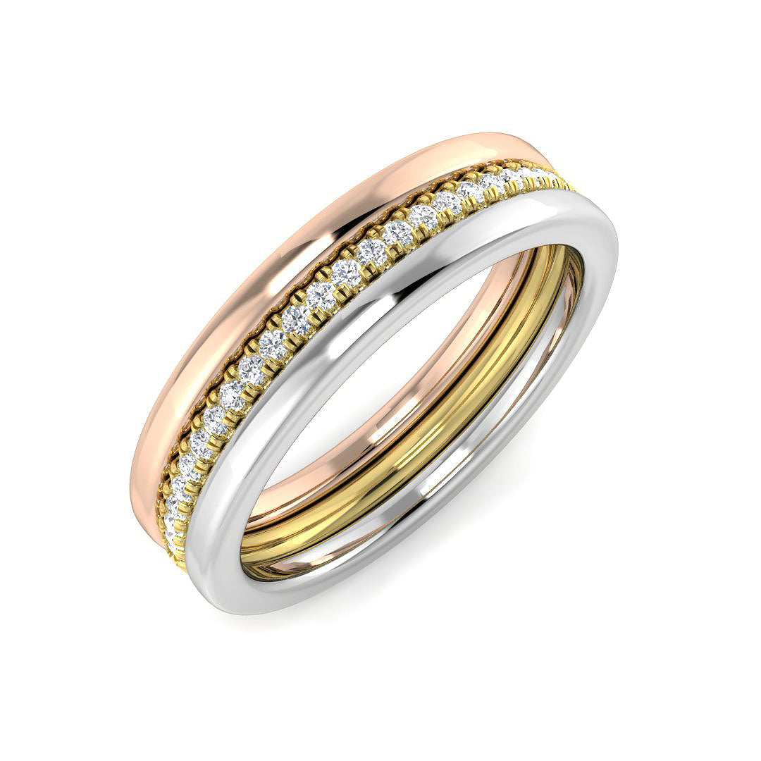 18ct 3 Tone Round Diamond Ring 1