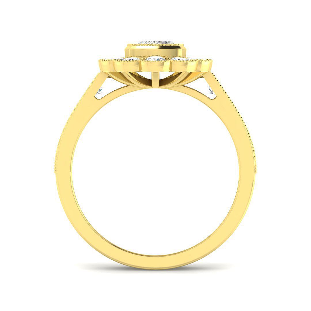 9ct Yellow Gold Cushion Cvd Old Cut Ring 2