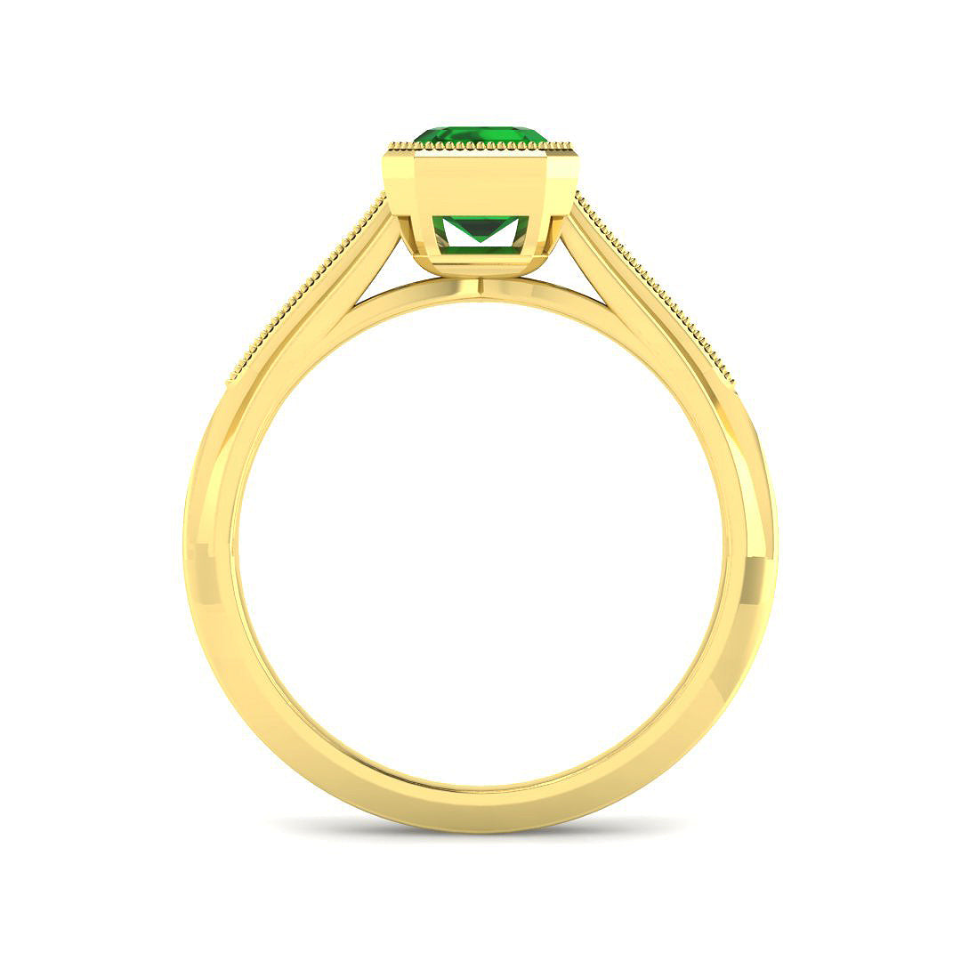 9ct Yellow Gold Baguette and Emerald Cut Emerald and Diamond Ring 2